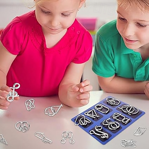Metal Wire Puzzle Set of 24 with Pouch,Brain Teaser IQ Test Disentanglemen Iron Link Unlock Interlock Game Chinese Ring Magic Trick Toy for Party Favor Kids Adults Challenge 2026 - $13.99 –P1