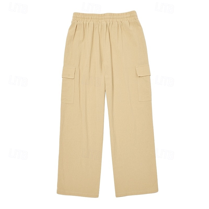 Per uomo Pantaloni di Lino Pantaloni Pantaloni Larghi Coulisse Elastico in vita Gamba Dritta Semplice Comodità Traspirante Lunghezza intera All'aperto Casuale Quotidiano Vacanza Moda Nero Bianco del 2025 a $30.99 –P6