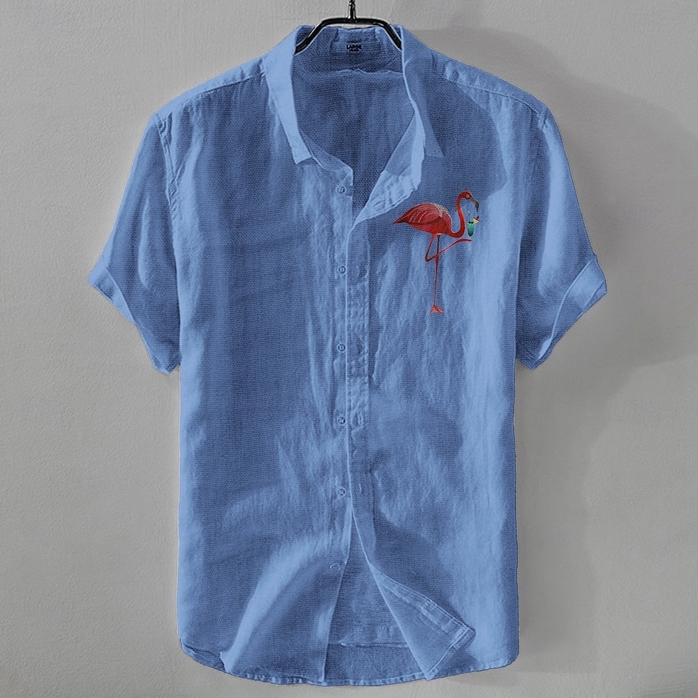 Men's Linen Shirt Casual Shirt Cotton Linen Shirt Button Up Shirt Pattern Vacation Street White Dark Navy Sky Blue Khaki Short Sleeve Lapel Summer Clothing Apparel Buckle 2025 - $17.99 –P7