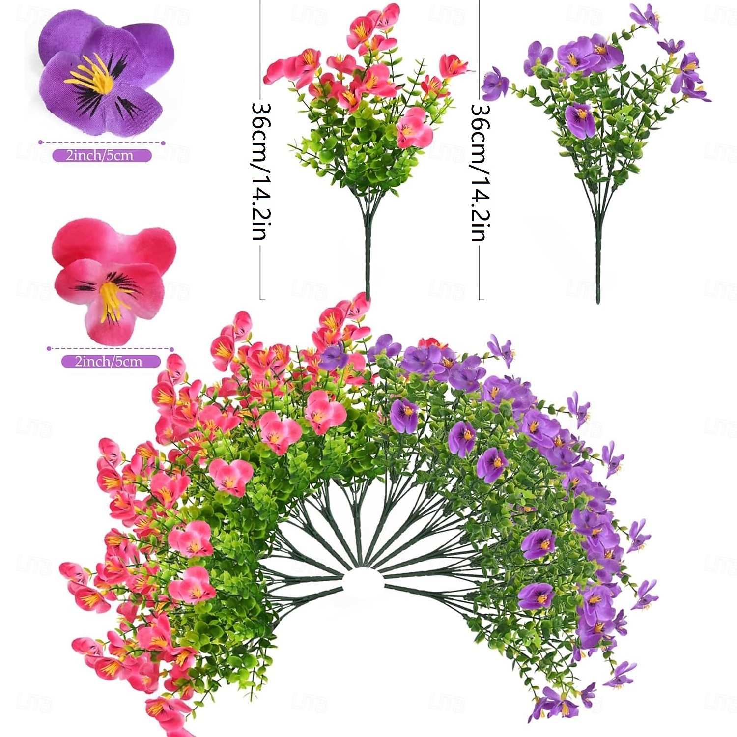 10 Mazzi di Fiori Artificiali da Esterno Resistenti ai Raggi UV, Non Sbiadiscono, Fiori Finti Viola per Interno Esterno, Piante Sospese da Giardino | Leroy Merlin