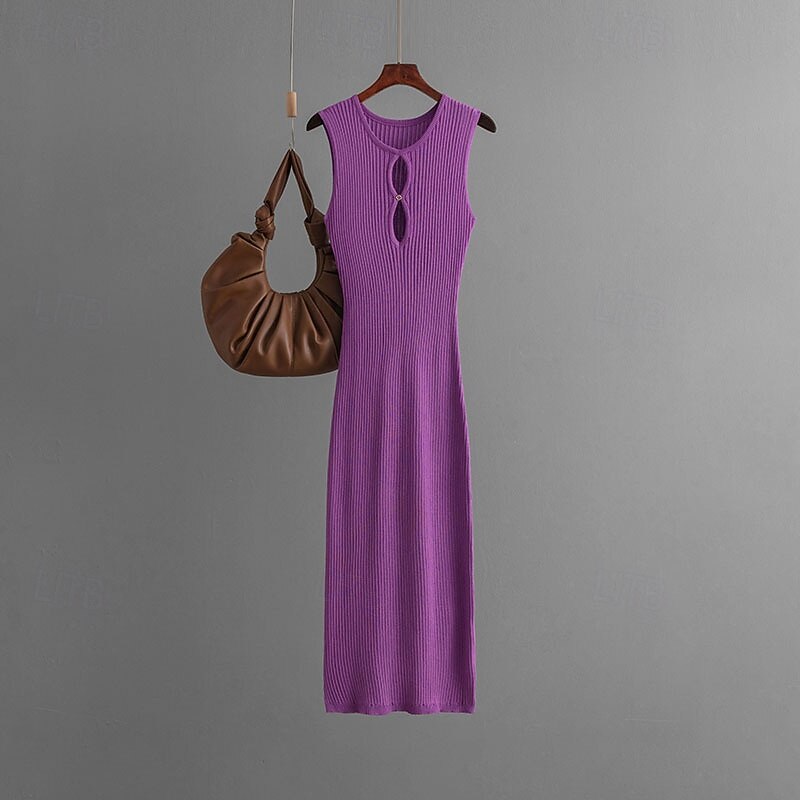 Femmes Robe Longue Maxi Robe Robe Blanche Robe Décontractée Sexy Robe Mode Extérieur Soirée Fête Coupe régulière Uni Sans manches Col ras du cou Bleu Violet Beige Été de 2025 ? $22.99 –P3