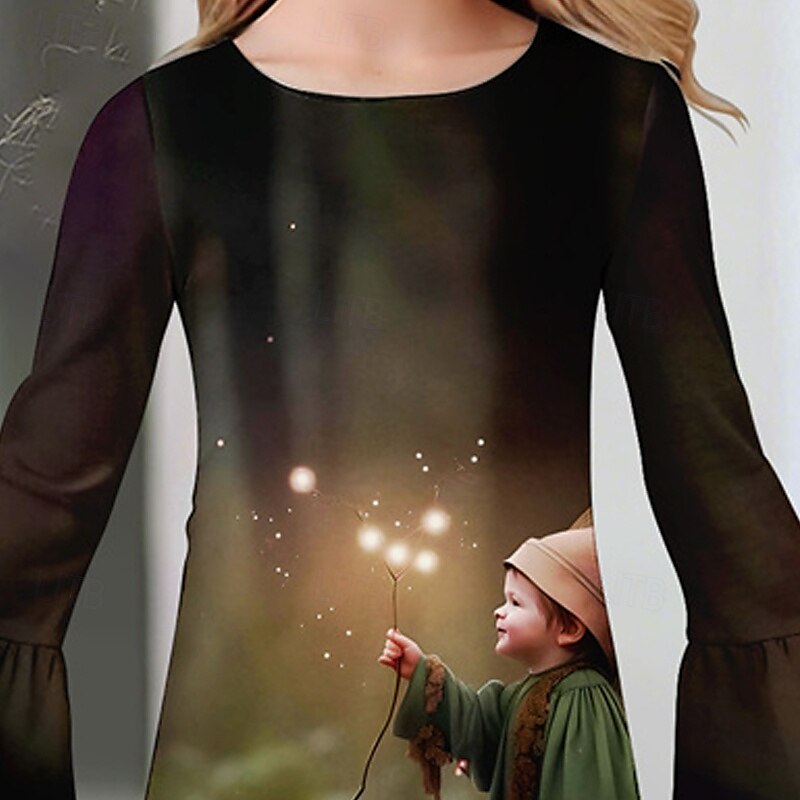 Mädchen' 3D Grafik Kleid Rüschenkleid Langarm Sommer Frühling Urlaub Täglich Ferien Schön Süß Kinder 4-12 Jahre Freizeitkleid Knielang Normale Passform 2025 - $15.99 –P2