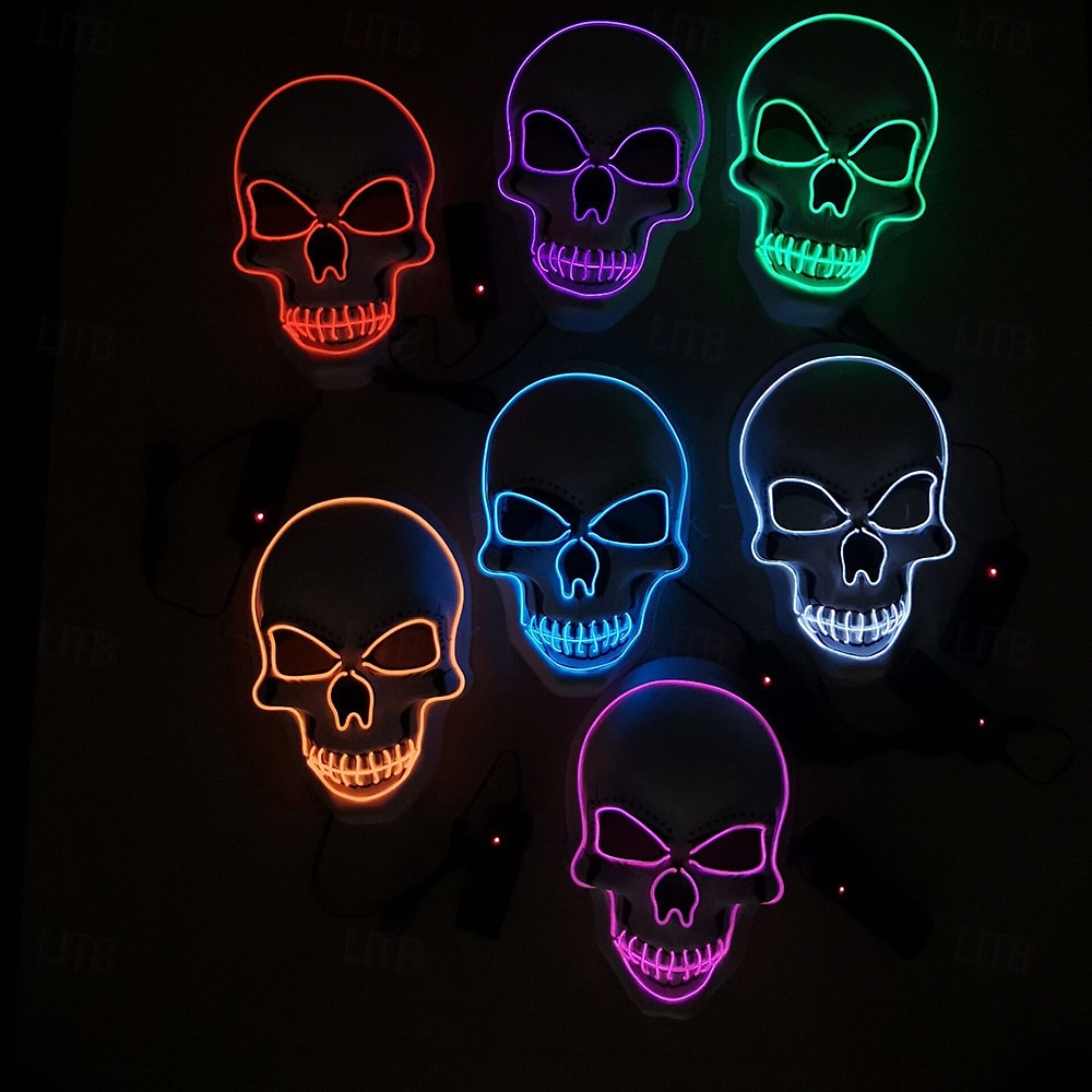 Schelet Craniu Halloween Mască Mască LED Infricosator Strălucitor în Întuneric Aprinde LED-ul Adulți Bărbați Pentru femei Unisex Halloween Carnaval Performanță Petrecere Costume de Halloween ușoare 2025 - $8.49 –P9