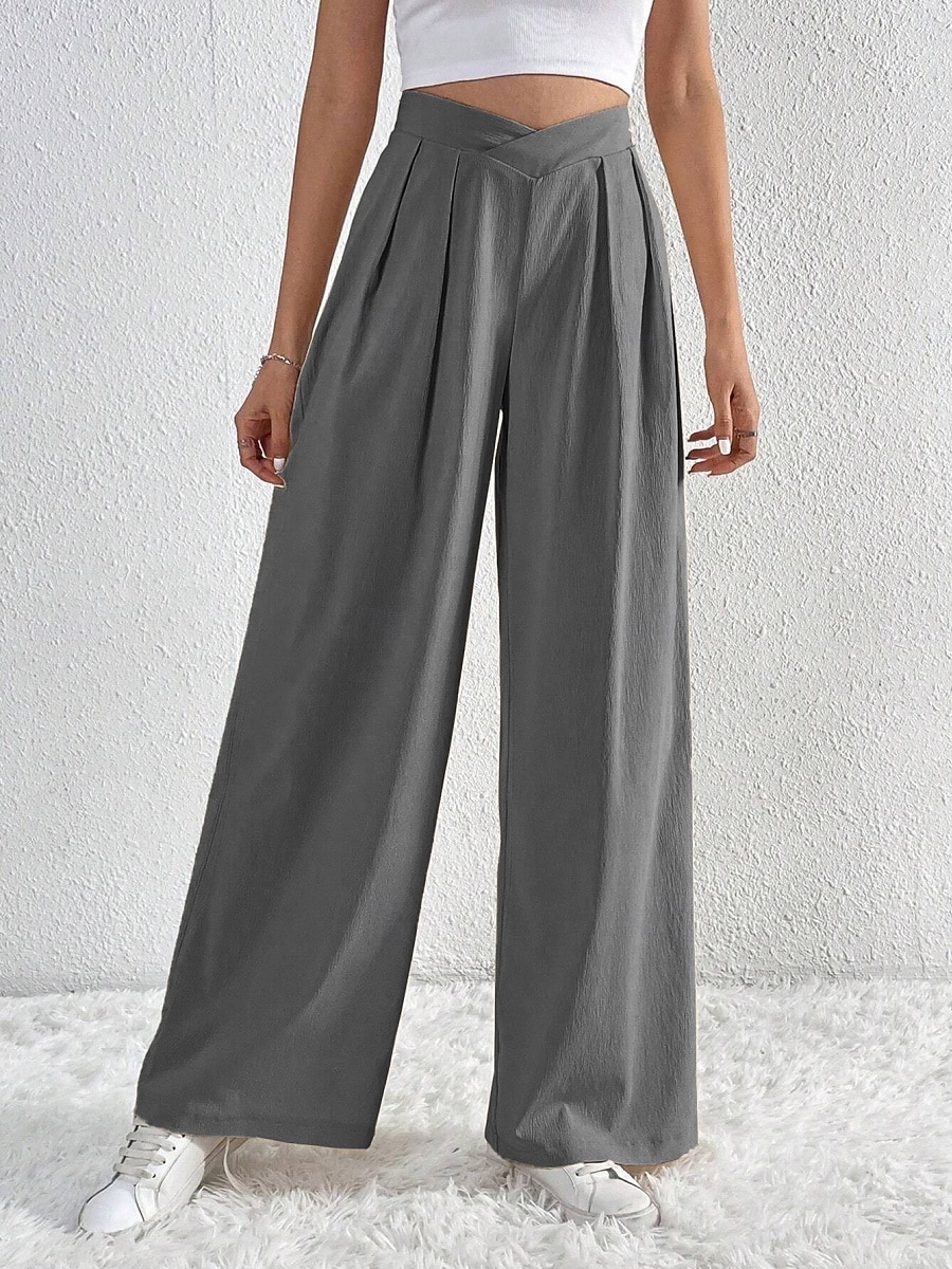 Per donna Gamba larga Pantaloni Streetwear Casual Lungo Vita Alta Semplice Traspirabilità Morbido Micro-elastico Vacanza Streetwear Abbigliamento quotidiano Nero Rosa Blu chiaro Albicocca Autunno del 2025 a $26.99 –P19