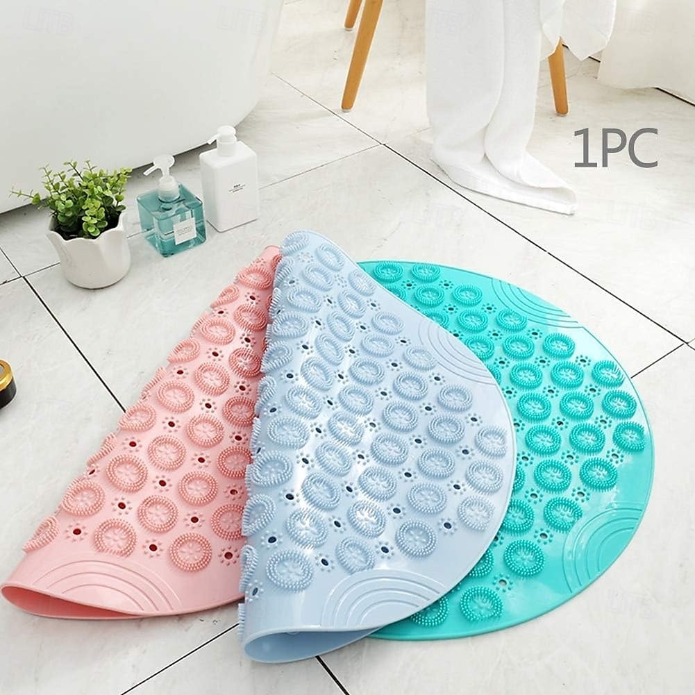 Shower Mat, Round Shower Stall Mat, PVC Bathtub Mat, Non Slip Bath Mat with Suction Cups and Drain Holes, Machine Washable for Bathroom Bathtub Swimming Pool 2026 - $15.99 –P5