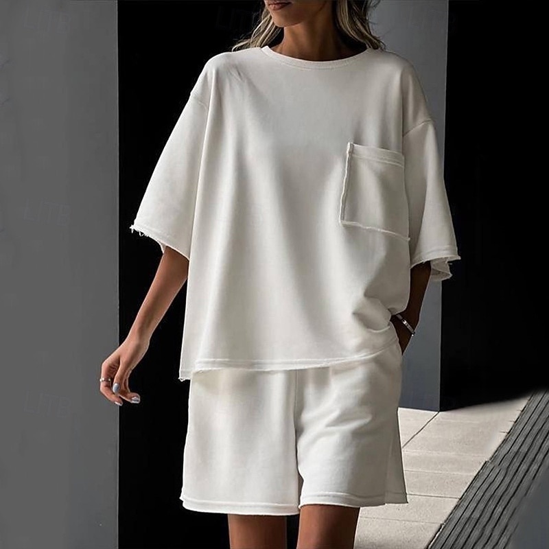 Mujer Tracksuit Sudadera tipo jersey Pantalones cortos deportivos Bolsillo Color sólido Trajes de Yoga Verano Blanco Verde Gimnasio Entrenamiento Corriendo Alta cintura Resistente al Viento Ligero 2025 - $25.99 –P4