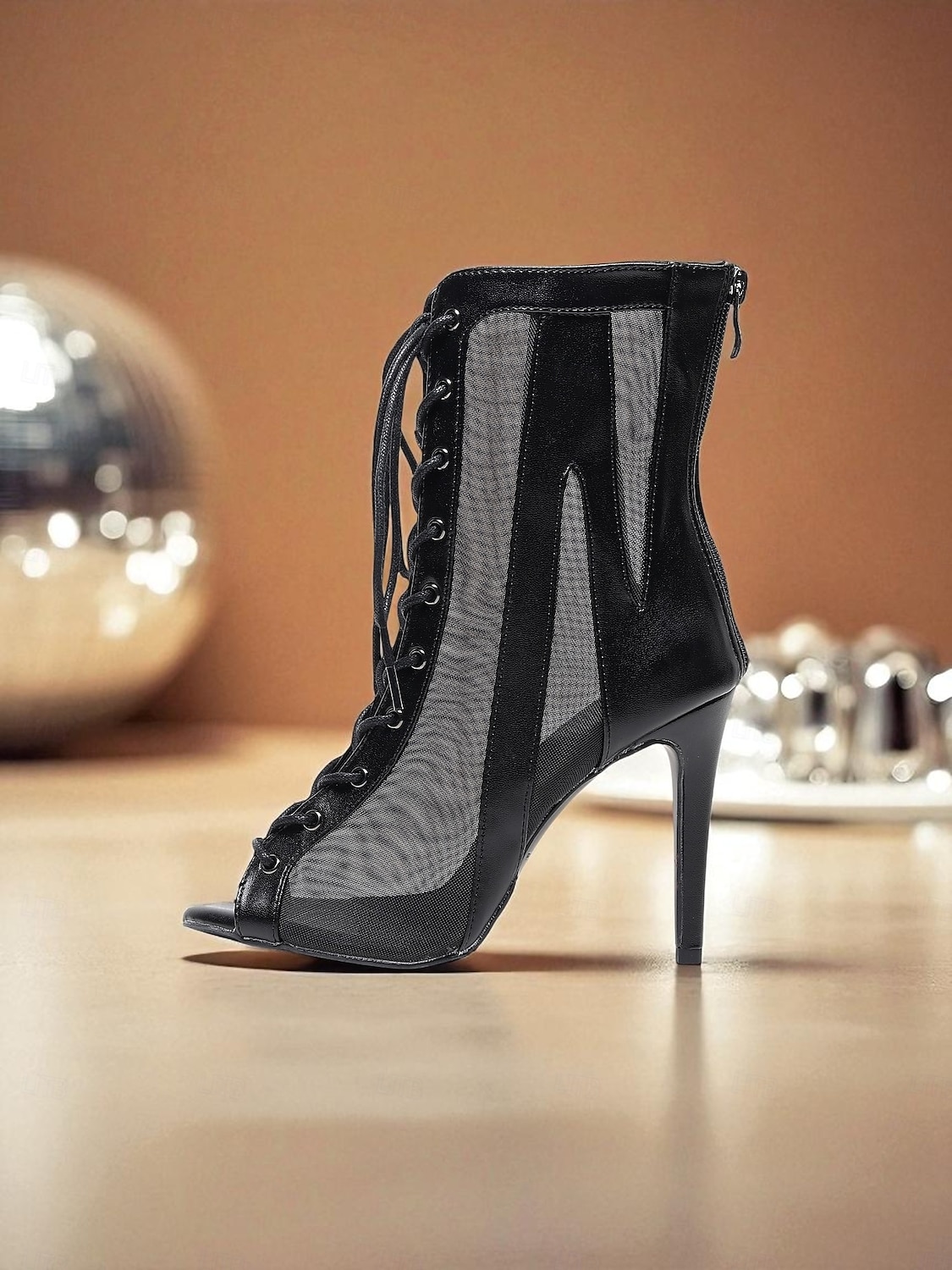 Botas de dança de salto alto com cadarço branco e prata para mulheres - sapatos profissionais de dança de jazz latino com biqueira aberta para palco e festa de 2025 por $59.99 –P3