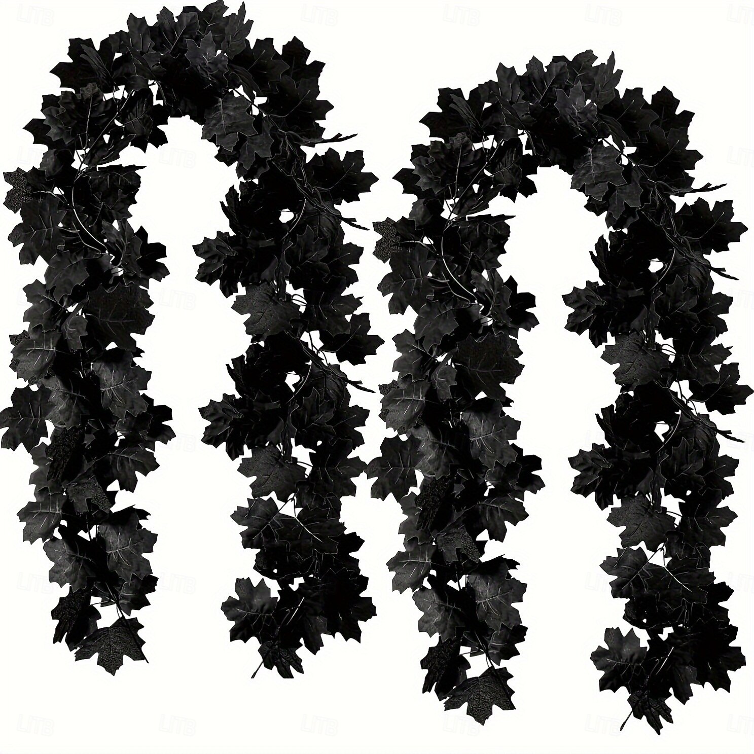 Guirlande de feuilles d'érable artificielles noires en plastique, lot de 2, 68,89 $ - polyvalente, aucune électricité nécessaire, fausses feuilles d'automne pour la décoration intérieure, les mariages de 2025 ? $18.99 –P1