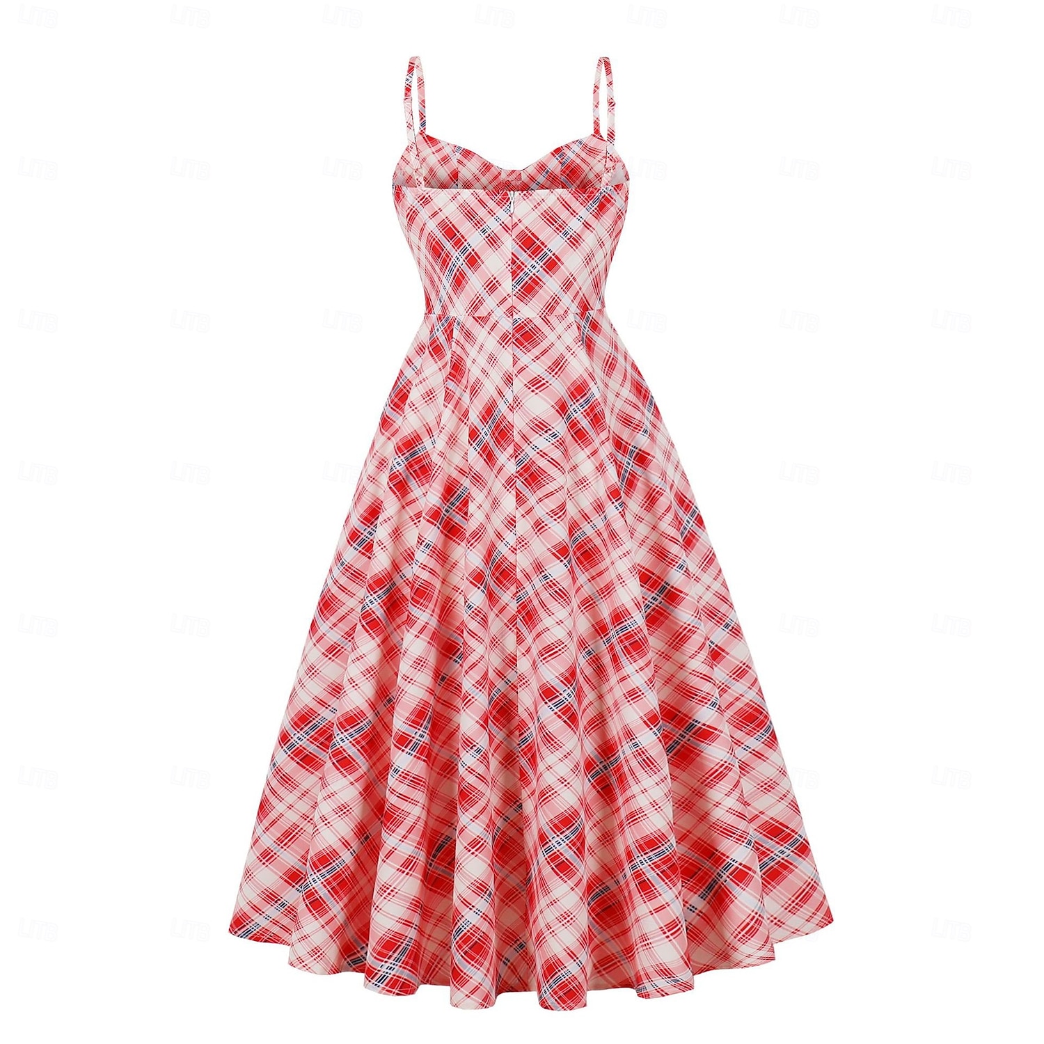 Retró 1950-es Rockabilly Déli Flapper ruha Swing ruha Spagetti szíj Fit and Flare Zsebekkel Kockás Női Álarcos mulatság Vakáció Hétköznapi Retro témájú buli Felnőttek Ruha Tavaszi nyár 2025 - $36.99 –P12
