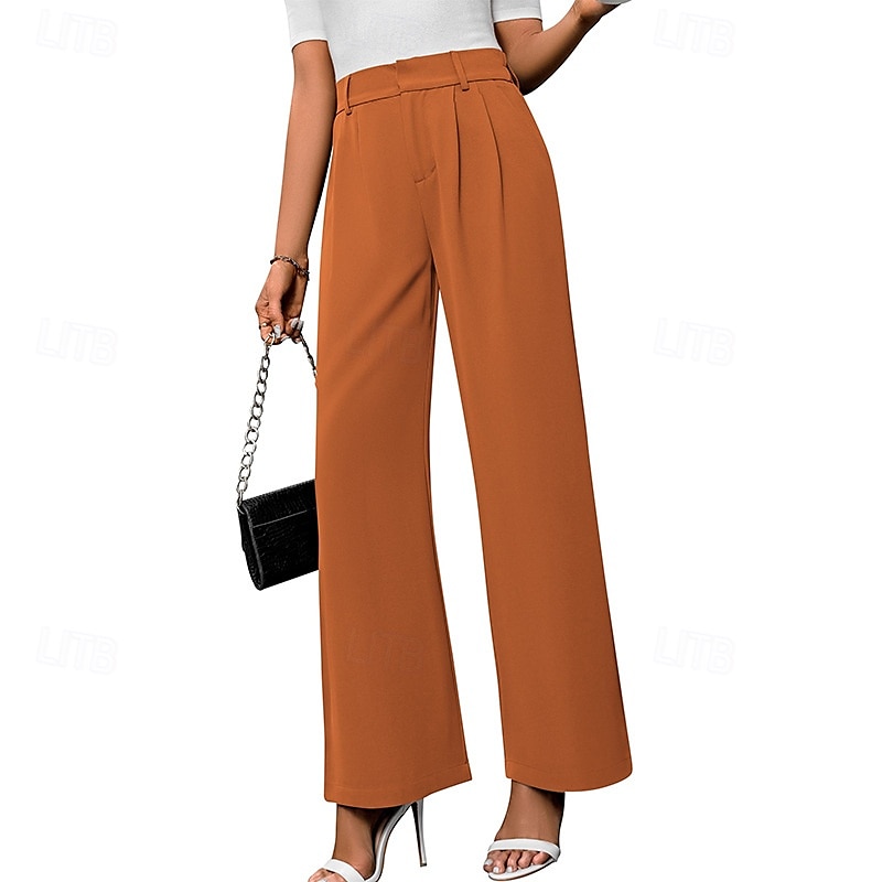 Per donna Gamba larga Pantaloni Eleganti Streetwear Casual Lunghezza intera Naturale Semplice Elastico in vita Confortevole All'aperto Vacanza Ferie Marrone rossastro Rosso violaceo Cenere Grigio del 2025 a $27.99 –P16