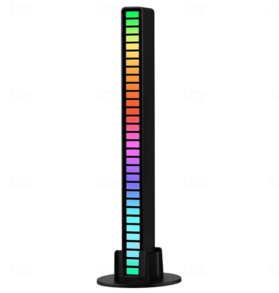 RGB-Tonabnehmer mit Sprachaktivierung, Rhythmuslicht, 32 LED-Leiste, Klangsteuerung, Umgebungslicht, Schallpegelanzeige, Musikspektrummesser, Audio-Display-Visualisierer 2025 - $24.99 –P2