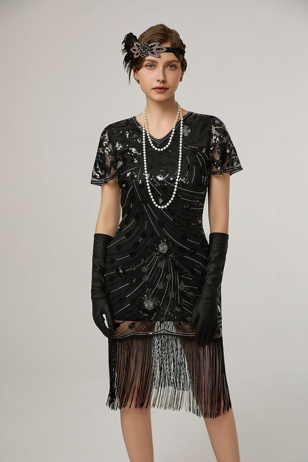 Retro Vintage Goldene Zwanziger 1920er Midlänge Flapper Kleid Cocktailkleid Der große Gatsby Flapper-Mädchen Pailletten Fransen V Ausschnitt Damen Weihnachten Halloween Karneval Hochzeit 2025 - $47.99 –P1