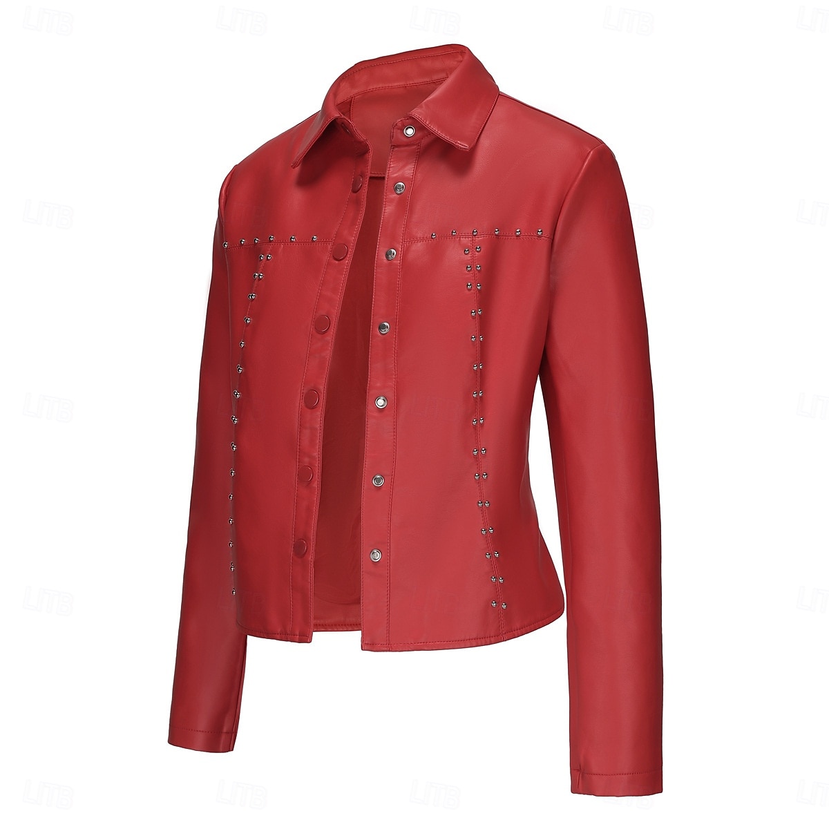 Women's Faux Leather Jacket Comfortable Buttons Fashion Street Style Plain Outdoor Casual Daily Regular Turndown Regular Fit Long Sleeve Outerwear Black Red Camel Spring Fall 2025 - $41.99 –P13