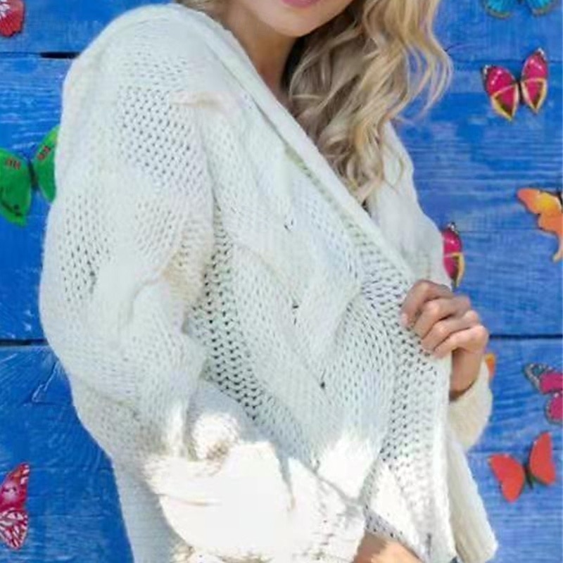 Damen Pullover Strickjacke Mode Streetwear Täglich Einfarbig Gerippt Mit Kapuze Gestrickt Langarm Crop Tops Stricken Ferien Ausgehen Wochenende Weiß Rosa Herbst Winter 2025 - €21.51 –P2