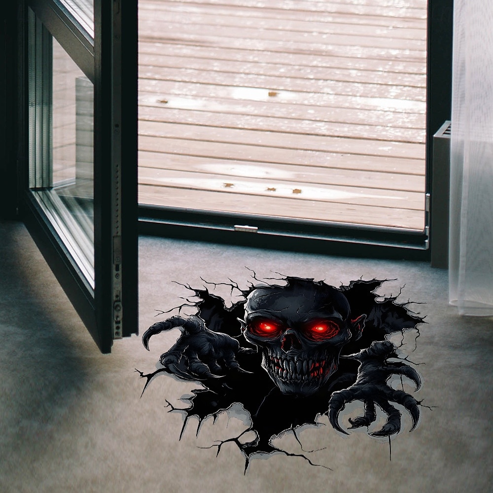 Halloween-kallon rikkinäinen seinätarra, kauhutarra 3D-tarra makuuhuoneeseen ja olohuoneeseen, aavemainen kummitustalon sisustus, kuori ja kiinnitä seinätaide kotijuhliin 2025 - $6.99 –P1