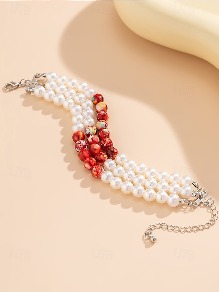 Conjunto de joyas de Halloween con gotas de sangre para mujer: gargantilla, pulsera y pendientes de perlas y cuentas rojas para fiestas de disfraces y eventos espeluznantes. 2025 - $18.99 –P7