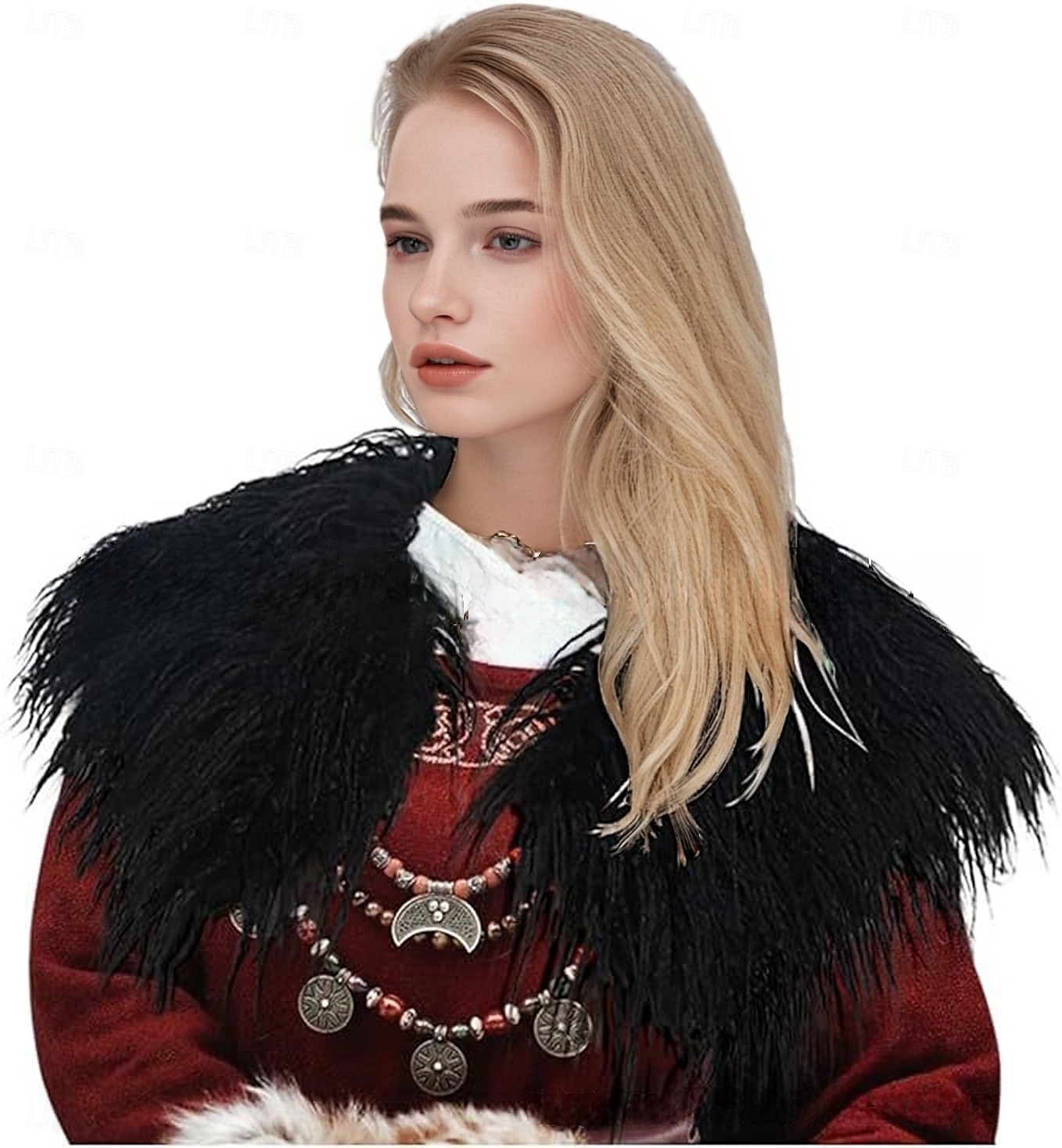 Retro Vintage Mittelalterlich Renaissance Umhang Schals Kunstpelzkostüm Krieger Wikinger Damen Vikinger Halloween Karneval Leistung Party LARP Erwachsene Schal 2025 - $21.99 –P5