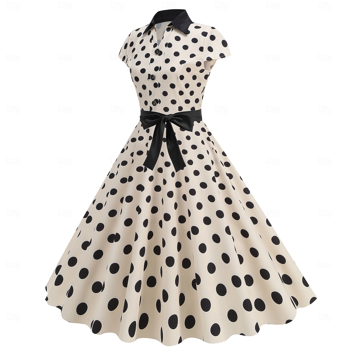 Retro 50. léta Rockabilly Polední Houpací šaty Flare šaty Košilové šaty Přizpůsobení a odlesky Puntíky Maškarní kostým Dámské předvečer Všech svatých Karneval Dovolená Běžné / Denní Retro tematick 2025 - $30.99 –P12