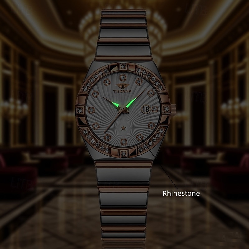 Uusi tyylikäs naisten ruusukultakotelo kvartsikello ipx7 vedenkestävyys ja luminous kalenterinäyttö rannekello arkielämään matkalle ystävänpäivälahja naisille 2026 - $16.99 –P6