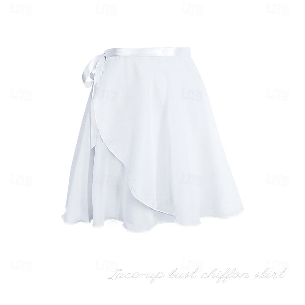Volwassen balletdansrok, elastische taille chiffon halve rok met lintstrik, ideaal voor de training &balletopleiding 2025 - $19.49 –P5