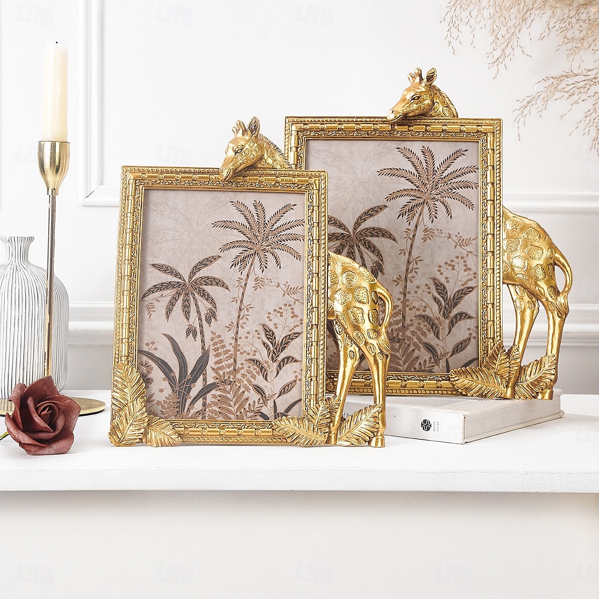 Cadre photo décoratif rectangulaire en résine dorée en forme de girafe, cadre en résine pour un affichage chaleureux des photos de bureau, idéal pour la décoration intérieure et les accessoires de de 2025 ? $20.99 –P9