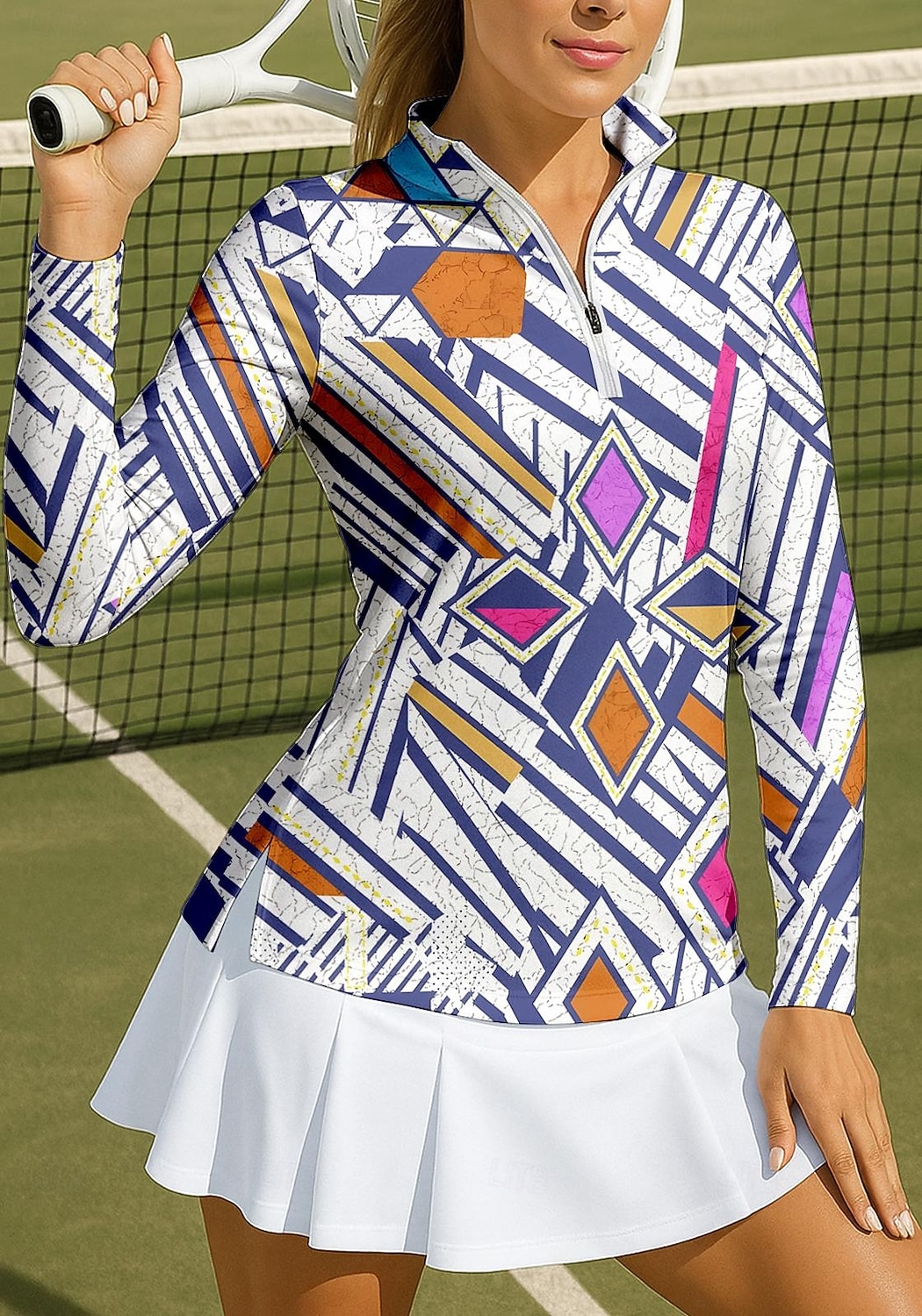 Damskie Geometryczny Koszulka sportowa Koszulka polo Koszulka do tenisa Koszulka tenisowa Długi rękaw Zamek Kwiaty UPF50+ Odporny na UV Wysoka elastyczność Odprowadza wilgoć Oddychający Bransoletka 2026 - $25.99 –P3
