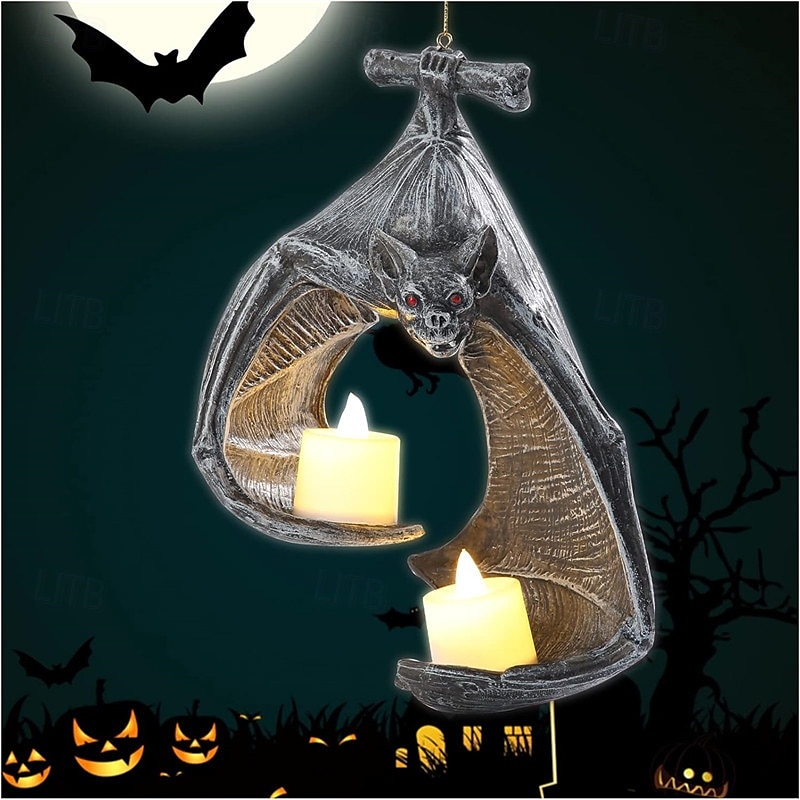 suporte para velas de parede de morcego, decorações de velas de morcego para Halloween, arandela de parede de morcego gótico, suporte para velas com velas, decoração pendurada para castiçal de de 2025 por $27.99 –P3
