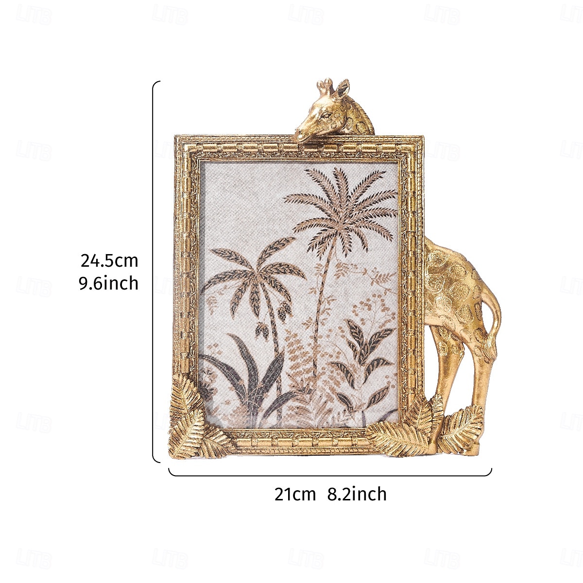 Cadre photo décoratif rectangulaire en résine dorée en forme de girafe, cadre en résine pour un affichage chaleureux des photos de bureau, idéal pour la décoration intérieure et les accessoires de de 2025 ? $20.99 –P2