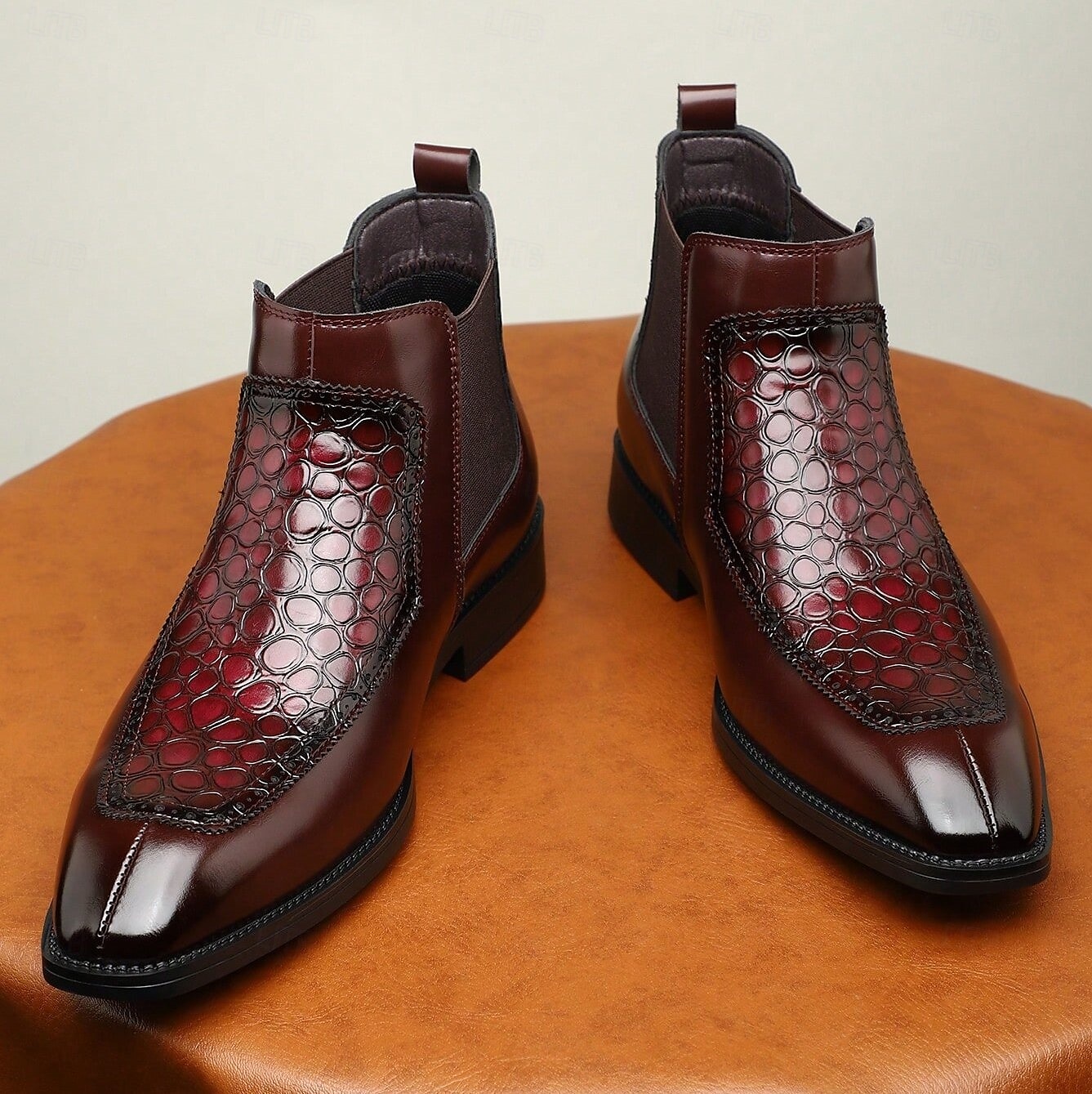 Bottines Chelsea en similicuir vert effet crocodile pour homme – bottines élégantes à élastiques latéraux pour hommes avant-gardistes, soirées de concert et streetwear urbain de 2025 ? $54.99 –P4