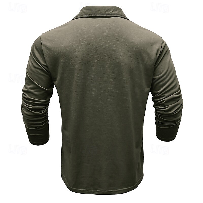 Herren Golfshirt Golf Poloshirts Arbeit Lässig Revers Langarm Basic Modern Einfach Knöpfe Frühling Herbst Normale Passform Weiß Gelb Orange Armeegrün Grau Golfshirt 2025 - $25.99 –P17