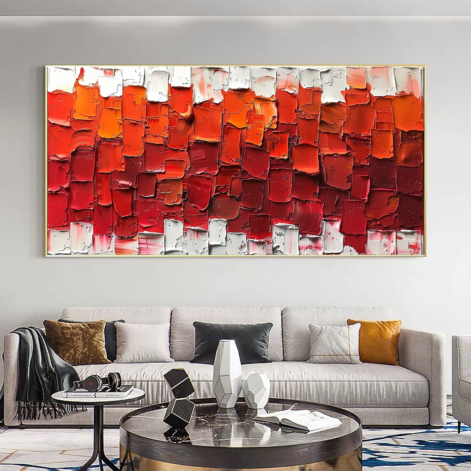 handgemachtes original minimalistisches Ölgemälde auf Leinwand abstrakt rot impasto strukturierte Wandkunst für Wohndekoration mit gespanntem Rahmen ohne Innenrahmen Gemälde 2025 - AU $206.69 –P12
