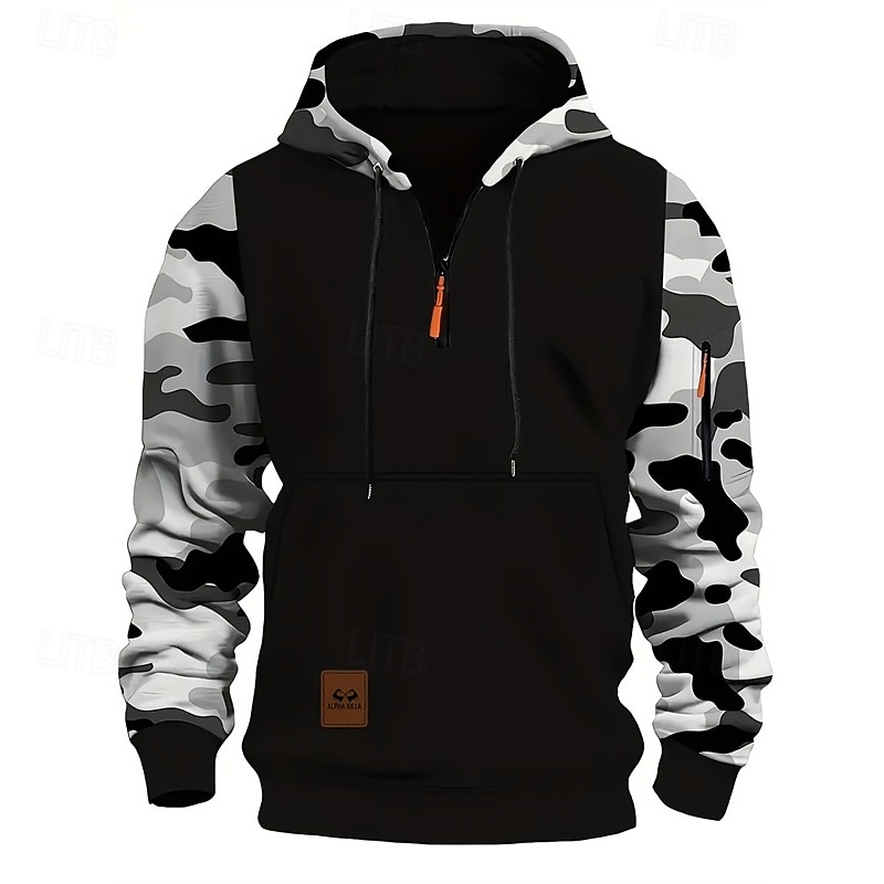 Men's Hoodie Quarter Zip Hoodie Red Blue Green Gray Hooded Camouflage Patchwork Drawstring Sports & Outdoor Daily Holiday Polyester Streetwear Basic Casual Winter Autumn / Fall Clothing Apparel 2026 - $28.99 –P2