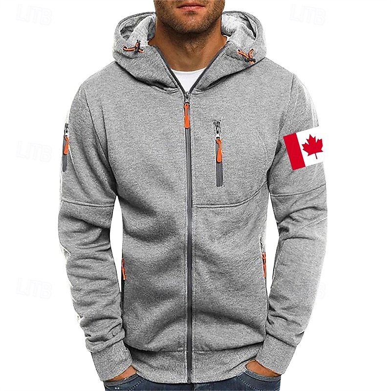 Hombre Sudadera Sudadera con capucha y cremallera completa Negro Blanco Vino Verde Ejército Azul Marino Con Capucha Bandera Cremallera Bolsillo Deporte Diario Festivos Poliéster Ropa de calle Básico 2025 - $22.99 –P10