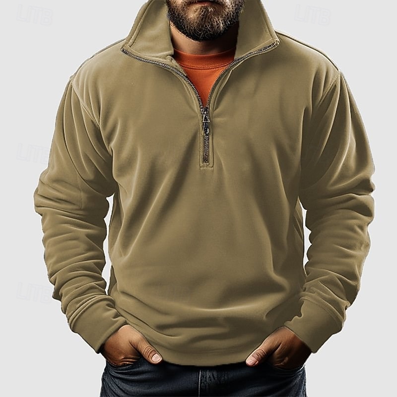 Homme Sweat-shirt Sweat-shirt quart de fermeture éclair Noir Blanche Rose Claire Bleu Kaki Demi-zip Uni Fermeture éclair Sport & Loisir Quotidien Fête Polyester Streetwear Basique Occasionnel de 2026 ? $32.99 –P4