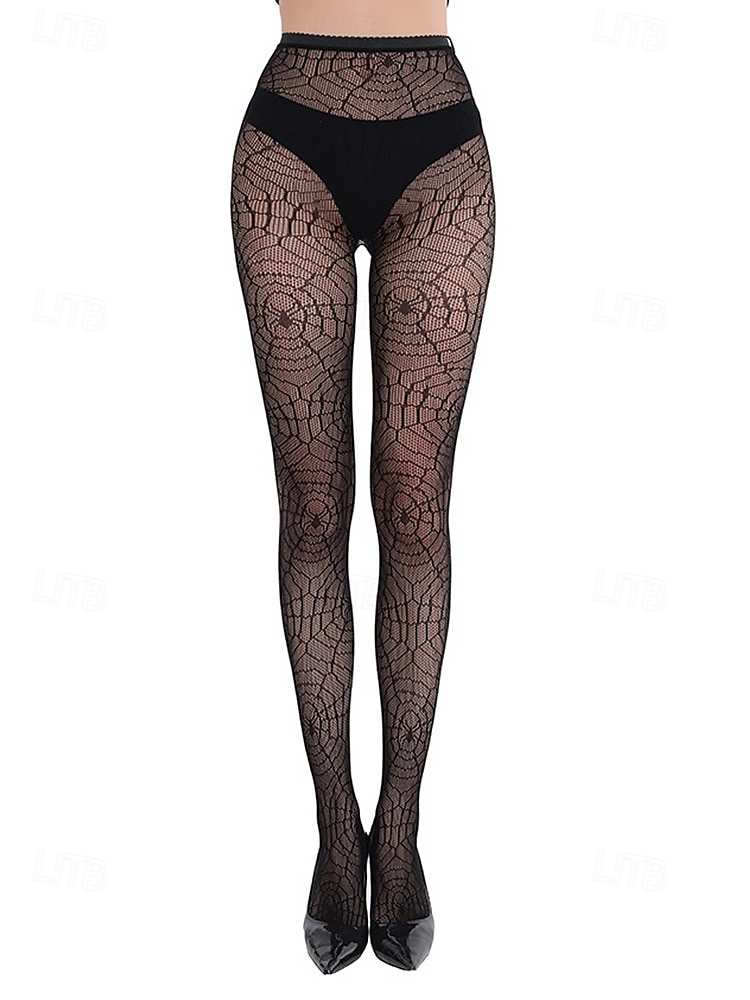 Transparente Strumpfhose mit Spinnennetzmuster für Halloween für Damen – dehnbare Netzstrumpfhose für Kostümpartys, Cosplay und Nachtclub-Outfits 2025 - $9.99 –P2