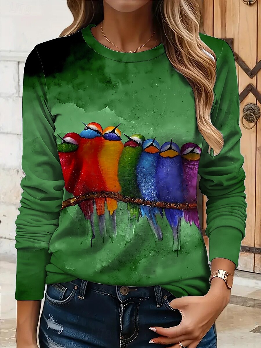 Paște Pentru femei Tricou Ombre Grafic Animal Epocă Stilat Clasic Manșon Lung Stil Nautic Rotund Topuri obișnuite Zilnic Imprimeu Roșu-aprins Albastru piscină Trifoi Gri Vară Primăvară Toamnă 2025 - $22.99 –P6