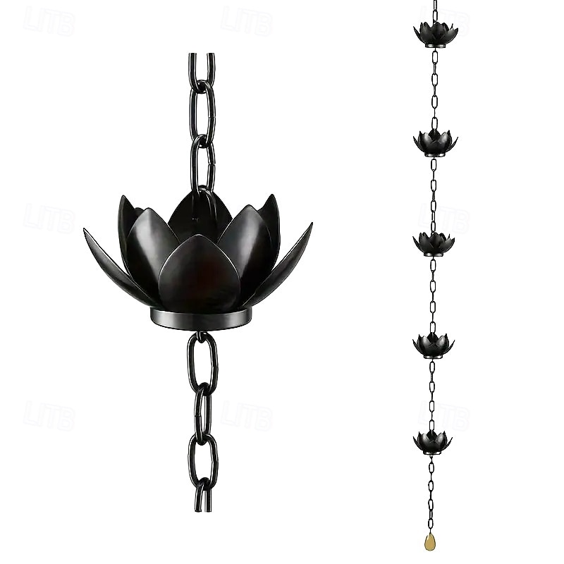 Corrente coletora de chuva de lótus dourada de 47 polegadas para calhas externas com adaptador para fluxo de água eficiente &Protetor de calha anti-respingos para decoração de jardim, drenagem de de 2025 por $46.99 –P7
