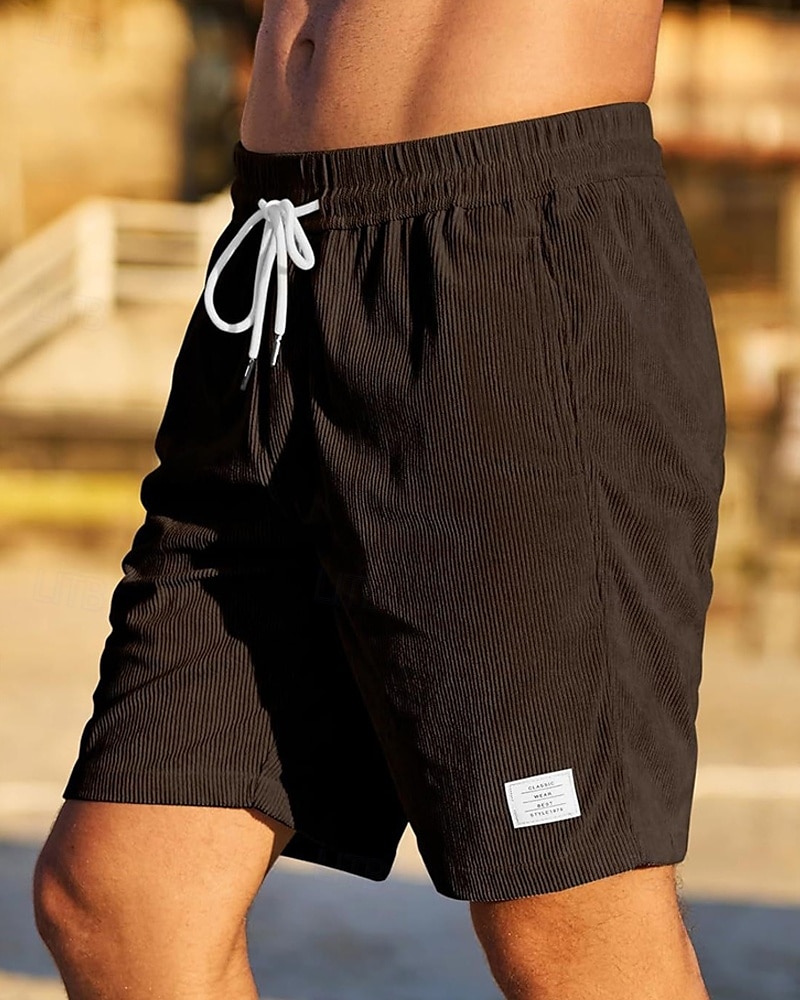 Herren Shorts Sommershorts Freizeitshorts Cordshorts Tasche Elastischer Bund Kordelzug Einfach Komfort Atmungsaktiv Kurz Outdoor Sport Klassisch Lässig Schwarz Weiß Mikroelastisch 2025 - $15.49 –P15