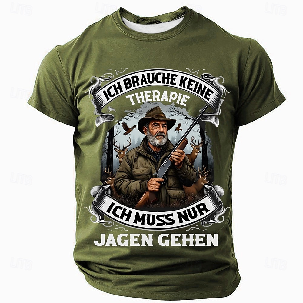 T-shirt grafica da uomo per la caccia - Maniche Corte 'Non Ho Bisogno di Terapia Ho Solo Bisogno di Andare a Caccia' T-shirt Slogan del 2026 a $19.49 –P3
