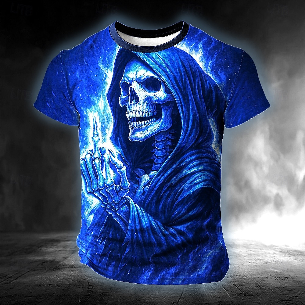Halloween Bărbați Cranii #D Tricou Manșon scurt Tricou Tipărire 3D Stil Nautic Cămașă Exagerat Designer Groază Petrecere Stradă Casual Galben Albastru piscină Portocaliu Vară Primăvară Toate Sezoanele 2025 - $17.99 –P2