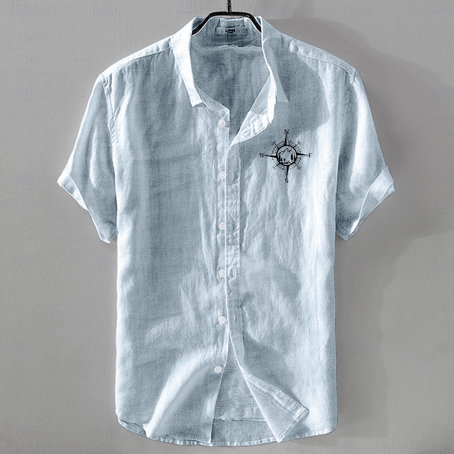 Herren Leinenhemd Freizeithemd Baumwoll-Leinen-Hemd Knopfhemd Muster Urlaub Straße Weiß Dunkelmarine Himmelblau Khaki Kurzarm Revers Sommer Bekleidung Button-Down 2025 - $20.99 –P5