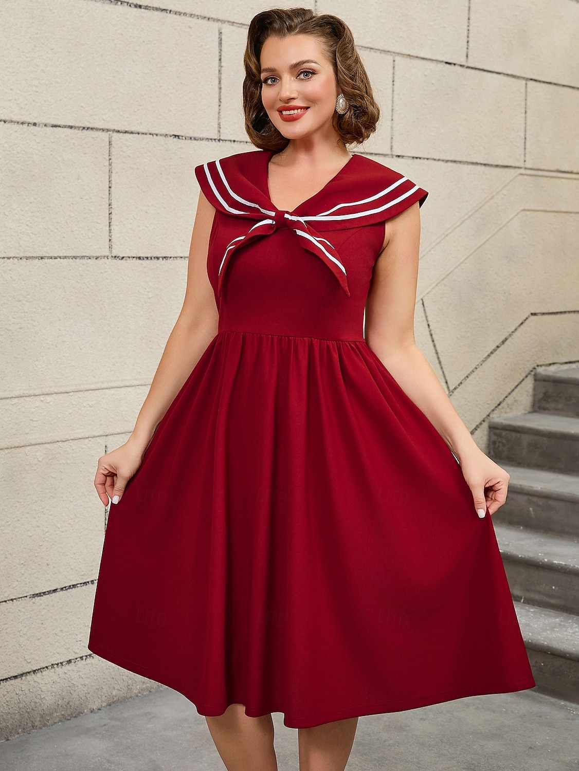 plus size vintage fit and flare dress Plus Size Vintage Floral Print Sleeveless Fit And Flare Dress [59% OFF]