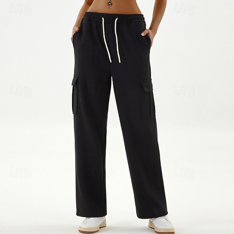 Mujer Pantalones casuales Pantalones deportivos cargo Con bolsillos Control de barriga Alta cintura Gimnasio Rutina de ejercicio De Deporte Prendas de abajo Color sólido Negro Verde Caqui Otoño 2026 - $40.99 –P15