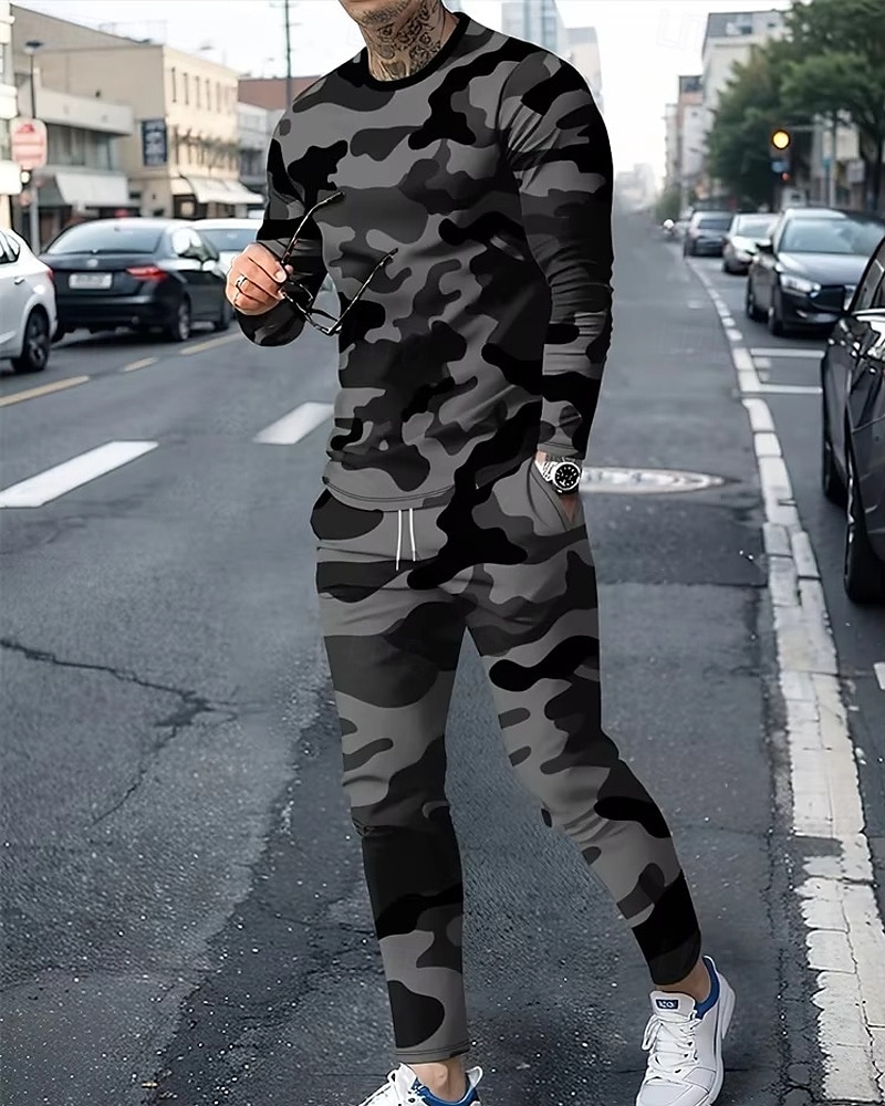 Per uomo Maglia Tuta da Ginnastica Tuta da Allenamento Verde Grigio Girocollo Mimetico 2 Pezzi Sport & Outdoor Quotidiano Ferie Poliestere Streetwear Essenziale Casual Primavera Autunno Abbigliamento del 2026 a $45.99 –P2