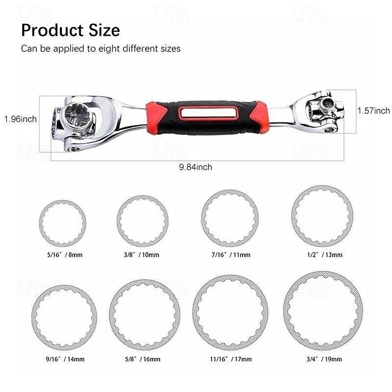 Kit de ferramentas multifuncionais com chave de soquete universal 52 em 1 para reparo doméstico e manutenção de automóveis, conjunto de ferramentas manuais tudo-em-um rotativo de 8 a 21 mm de 2025 por $15.99 –P7