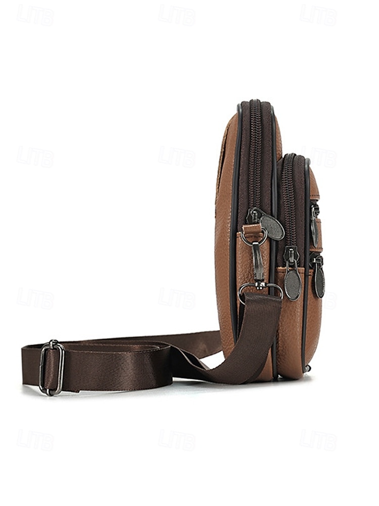 Geantă de umăr crossbody din piele pentru bărbați, cu design multi-buzunare, geantă mică de călătorie și geantă de talie pentru uz zilnic casual și activități în aer liber 2026 - $14.99 –P6