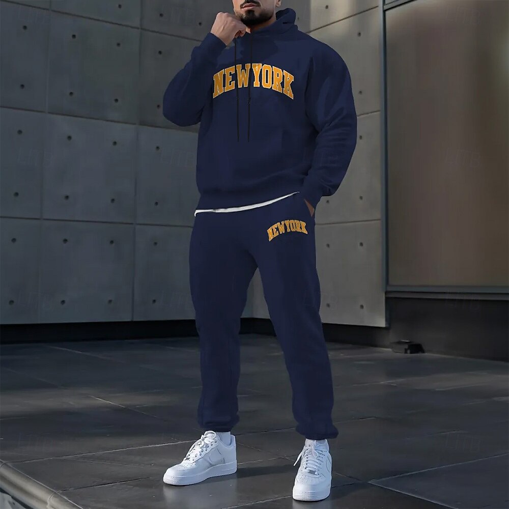Hombre Texto / Número 2 piezas Conjuntos de sudaderas 3D Chándal Sudadera con capucha Manga Larga Pantalones largos Con Capucha Ropa deportiva Casual / Diario Ropa Deportiva Impresión 3D Primavera 2025 - $39.99 –P1