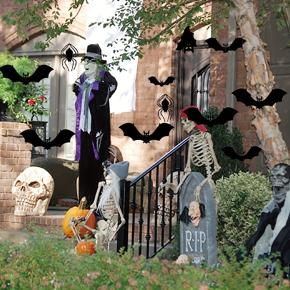Ensemble de décorations d'Halloween 7 pièces - Chauves-souris effrayantes &Araignées géantes aux yeux brillants : parfaites pour une fête ou un jardin ! Cadeau de Noël, d'Halloween ou de Thanksgiving. de 2025 ? $36.99 –P4