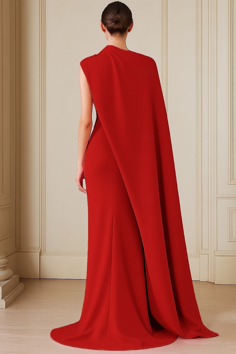 Mermaid Trumpet Floor Length Evening Gown Elegant Celebrity Style Short Sleeve High Neck Garden Party Wedding Stretch Crepe with Pleats 2026 - $183.99 –P2
