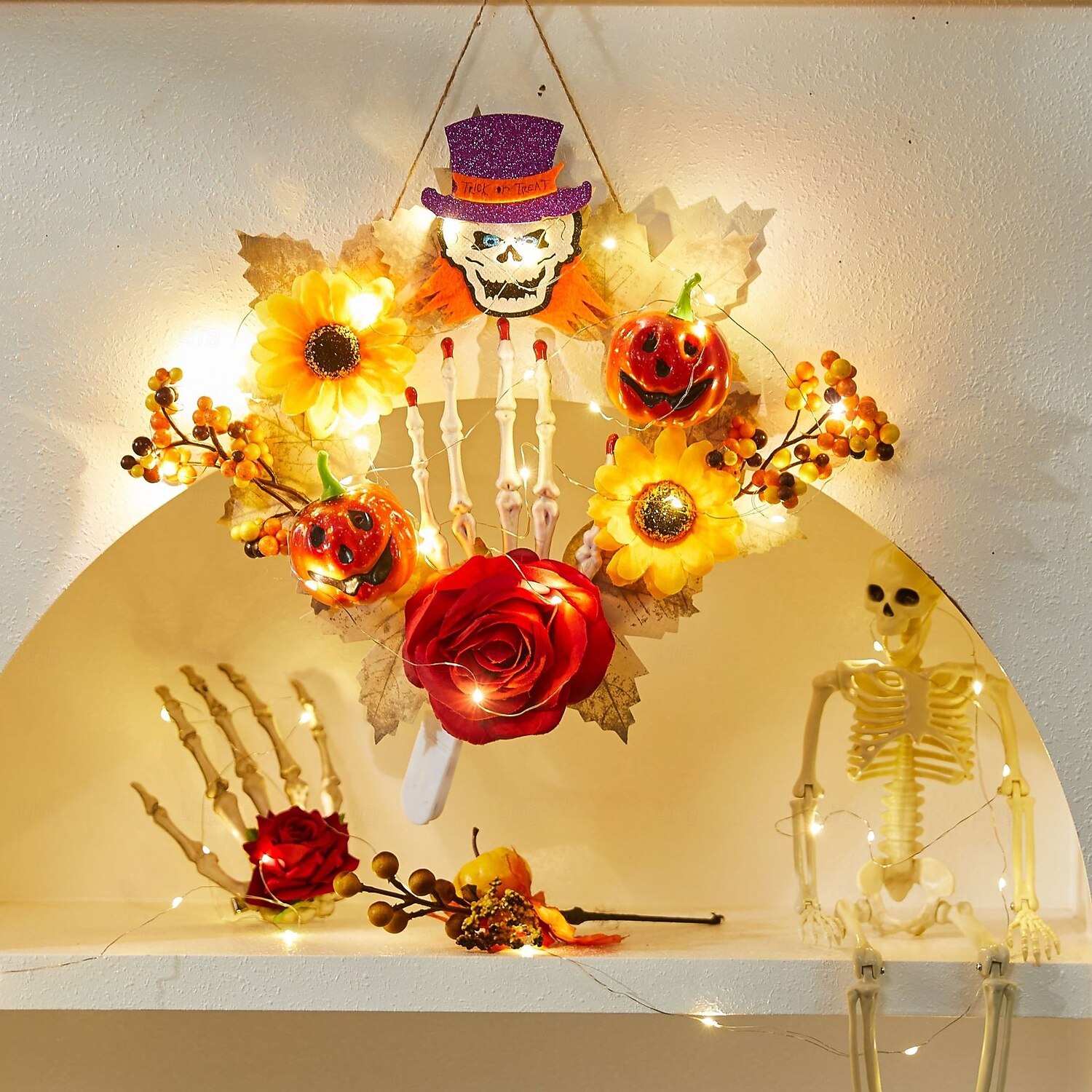 Herbstliche Kranz-Schärpe Mit Karomuster – Deko Für Türkranz, Herbst & Halloween, 132 Cm Lang